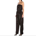 CEDRIC CHARLIER Designer Jumpsuit Black Satin Belted Strapless One Piece 8 NWT Photo 9