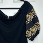 Free People  Medium Rock With It Off The Shoulder Top Black Embroidered BOHO Photo 2