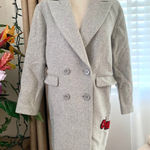 Ochirly Wool Blend "Hello! Oh! Yeah" Coat in Light Gray Photo 0