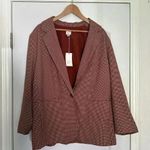 A New Day NWT  Red Oversized Perfect Plaid Fall Blazer Jacket Size XXL Photo 0