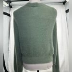 Aerie Sprout Green Fuzzy Cropped Button Up Cardigan Women's Large New With Tags Photo 2