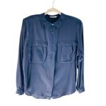 Giorgio Armani Made in Italy Navy Silk Blouse Luxury minimalist button-down Photo 1