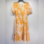 Adrienne Vittadini  Yellow & White Floral Gauzy Tiered Ruffle Skirt Dress Photo 4