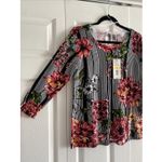 Joseph A  Womens‎ Medium Striped Floral 3/4 Sleeve Pullover Top NEW Photo 3