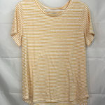Old Navy EUC women's yellow white striped linen blend casual relaxed Tshirt M Photo 0