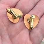 Vintage Copper Heart Floral Screwback Earrings Handcrafted Orange Photo 1
