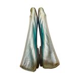 Saint Laurent  Metallic Blue Leather Bow Ballet Flats Size 391/2 US 9 Photo 5