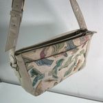 Vintage SAS Handsewn Shoulder Bag Purse Shoes Sparkly Tapestry Leather Trim Boho Tan Photo 9