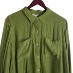Cato  Women Tunic Top 18/20 Olive Green Relaxed Button Up Sheer‎ Gauze Workwear Photo 9