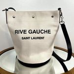 Saint Laurent Rive Gauche Bucket Bag in White Linen Photo 4