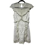 Three Floor  Womens White Lace in Line Mini Dress Frilly Ruffles Size 6 Small Photo 1