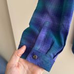 Eddie Bauer Plaid Flannel Button Down Shirt, Purple/Green/Blue, Size Medium Photo 4