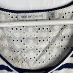 See By Chloe Size 4 Shift Dress Striped Blue White Ruffle Front Nautical Resort Photo 8