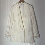 Per Se by Carlisle Ivory Linen Blend Blazer Size 14 Single Button Notch Collar Photo 0