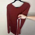Free People  Burnt Orange Top Shimmy Shake Long Sleeve Open Back Shirt Medium Photo 1