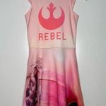 WeLoveFine by Goldie Star Wars Rebel Scuba Sleeveless Hooded Dress Size Small Pink Photo 2