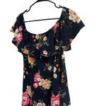 Floral Print Dress Off Shoulder Ruffle‎ Short Sleeve Casual Dress 2X Blue Size XXL Photo 1