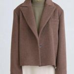 NWT  oak + fort cropped wool blend short coat in brown heather xxs Photo 1
