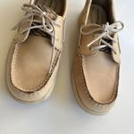 Sperry Top Sider Intrepid Linen Zebra Womens Tan Leather Boat Shoes Size 8.5M Photo 2