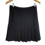 Akris Black Wool Pleated Skirt With Leather Side Zipper Size 4 Photo 6