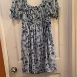 Beyond words Light Blue Leaf Print Midi Dress Photo 9