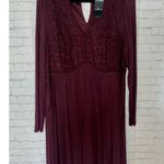 Torrid NWT Plus Size Plum Lace Mock Neck Long Sleeve Fit & Flare Dress Size 1 Photo 3