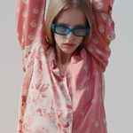 ZARA  satin floral and embroidered button down blouse size small Photo 0