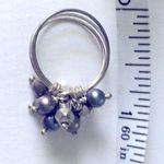 Handmade Freshwater Pearl Cluster Ring Beaded Wire Multi-band Boho Beachy Coastal Blue Photo 6