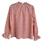 Hill House  Women’s Pink Posey Millie Crepe Floral Blouse Size XS Pink Shirt Top Photo 3