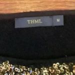 THML  gold sequin pullover black sweater size Medium Exc Con Photo 2