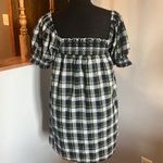 American Eagle plaid smocked puff sleeve babydoll dress S NEW Photo 2