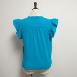 Honorine Mare Blue Gauze V Neck Ruffle Short Sleeve Luna Crinkled Top New Medium Photo 3