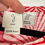 Joie  Red Linen Leaf Print Blouse Womens M Beachy Summer Vacation Tropical Top Photo 2