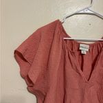 Ava & Viv Textured Crinkle Short Sleeve Blouse – Women’s 1X – Coral Pink Photo 5