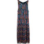 Desigual Boho Midi Dress Sleeveless Sheer Overlay Pleated Multicolor Large Photo 1