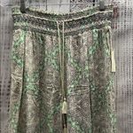 Elevenses Anthropologie  NWT Mint Green Patterned Hawthorn Flowy Wide Leg Pants Photo 3