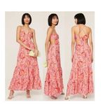 Nicole Miller  Fearless Floral Maxi Dress size Small Pink Multi Photo 0