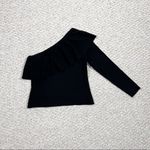 Milly  Women’s Large Black One Shoulder Ruffle Top Photo 3