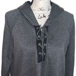 Very J  gray & black‎ hooded cross cross long sweatshirt small Photo 1