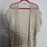 Somedays Lovin Cream Crochet fringe Kimono Cardigan size small Photo 2