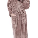 NY Threads Hooded Fleece Robe Tan Photo 0