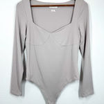 Babaton  Contour Lange Bodysuit Longsleeve Sweetheart Bodysuit‎ Light Grey Size L Photo 0