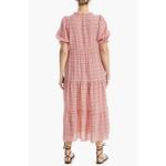 Max Studio 💕💕 Puff Sleeve Tiered Midi Dress Red/Cream Chnml Geo Print Large NWT Photo 4