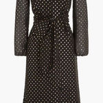 J.Crew Big Bow Midi Dress Clip Dot Black Size 0 Photo 0