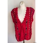 Carolina Colours Holiday Christmas Tartan Ribbon Bow Vest Sweater Vest Vintage Red Size M Photo 1
