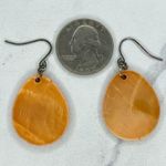 Orange Shell Seashell Teardrop Dangle Earrings Pierced Pair Photo 1