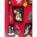 Tiara International Christmas Collection Ugly Women's Red Snowman Tree Design sweater L holiday bead Photo 1