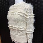 Banana Republic Sweater Women S Ivory Eyelash Fringe Open Crochet Knit Boho Chic Photo 2