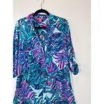 Lilly Pulitzer  Dress Blue Natalie Shirtdress Cover Up Mini Floral Beach 2XS Photo 3