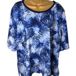 Lands' End Lands’ End Women’s Plus Size Elbow Sleeve 365 Tunic Top Blue Print 3X Photo 0